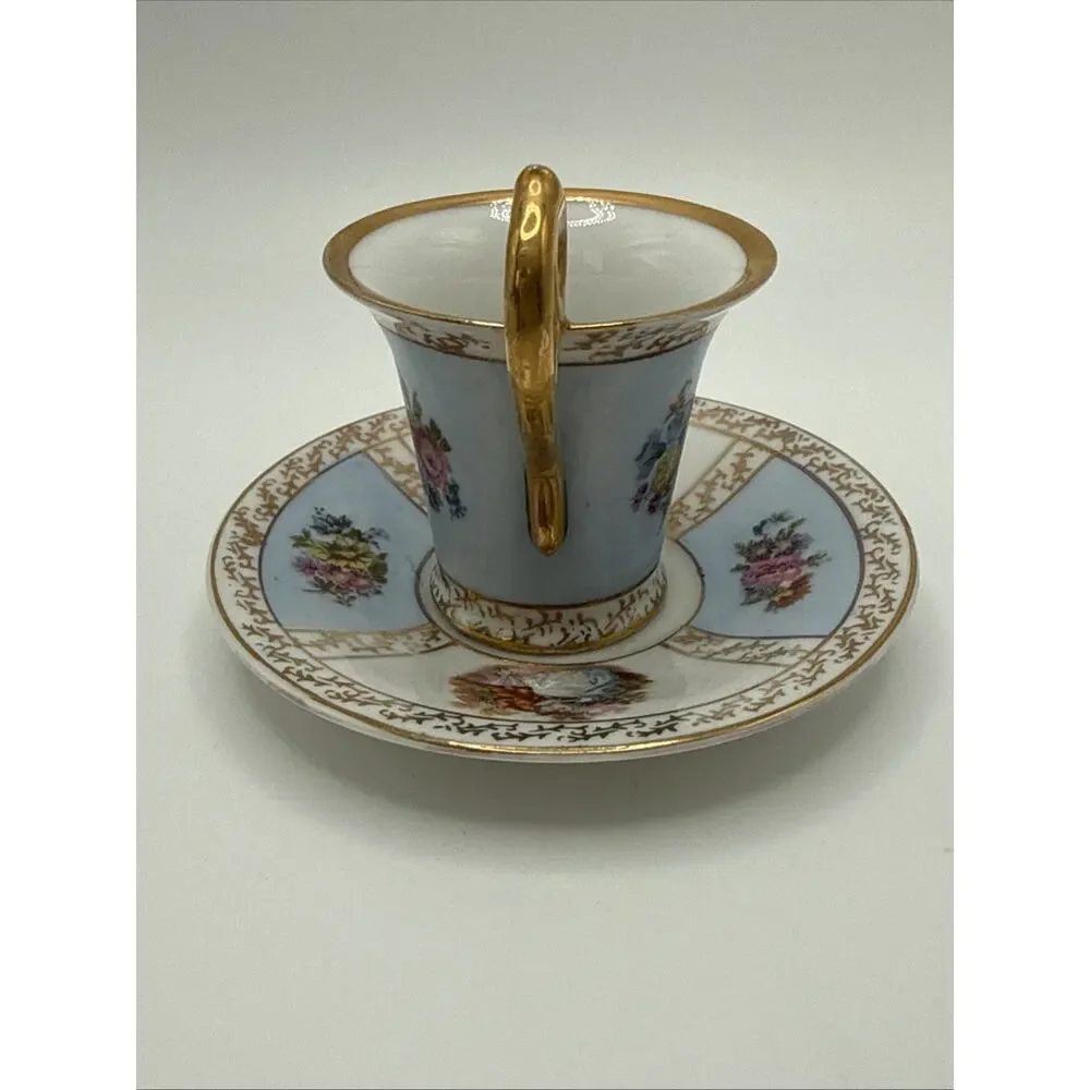 Vintage, SGK ,China, Demitasse Cup & Saucer, French Courting Scene .